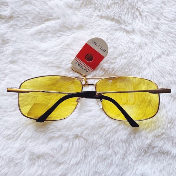 Oscar Clear Yellow w/ Gold Rim Aviator Sunglasses - Picture 11 of 11